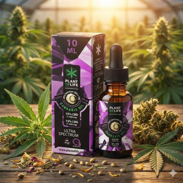 Plant of Life Ultra Spectrum Öl – 15% CBD & 15% CBG (10ml)